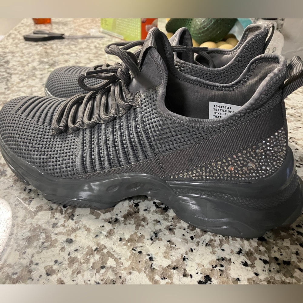 Grey diamond/bedazzled sneakers